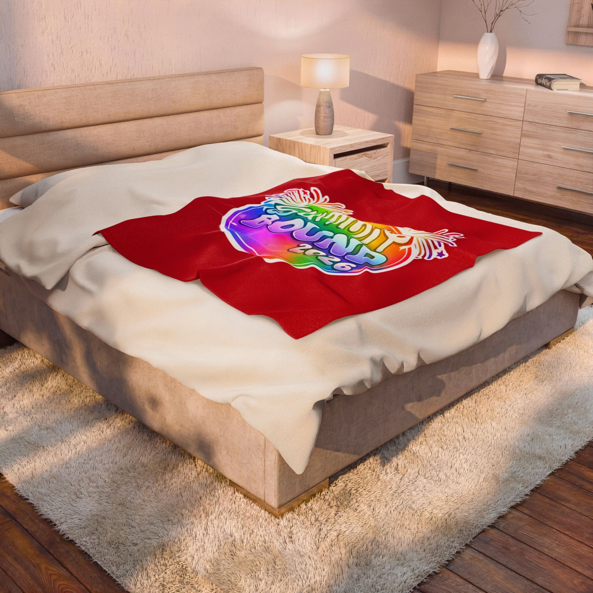 Velveteen Plush Blanket — Summit Bound 2026 Rainbow Fireworks Plush Throw