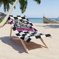 Get In Loser Beach Towel — Checkered 'We're Going to Allstar Worlds 2026' Pink Kiss Design