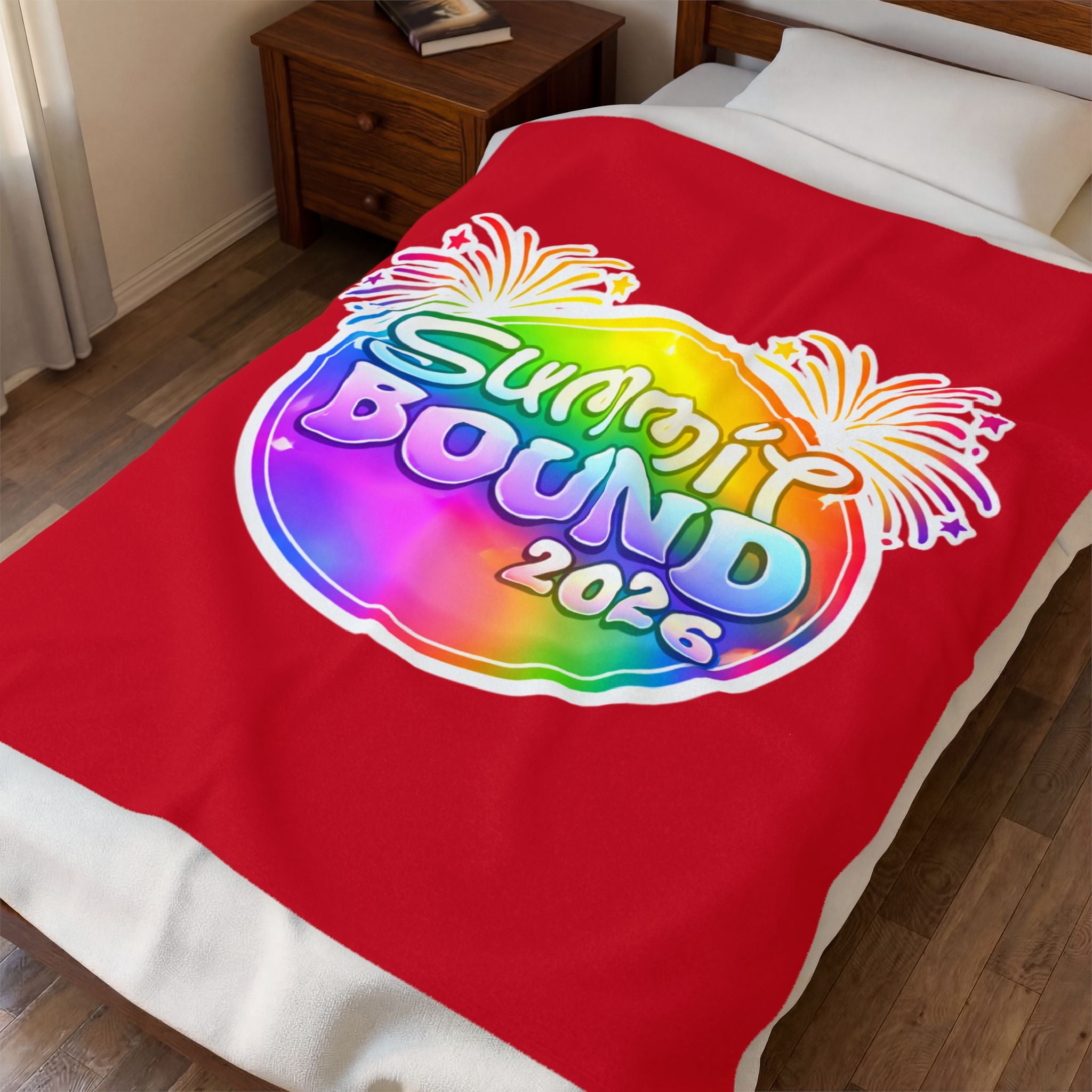 Velveteen Plush Blanket — Summit Bound 2026 Rainbow Fireworks Plush Throw