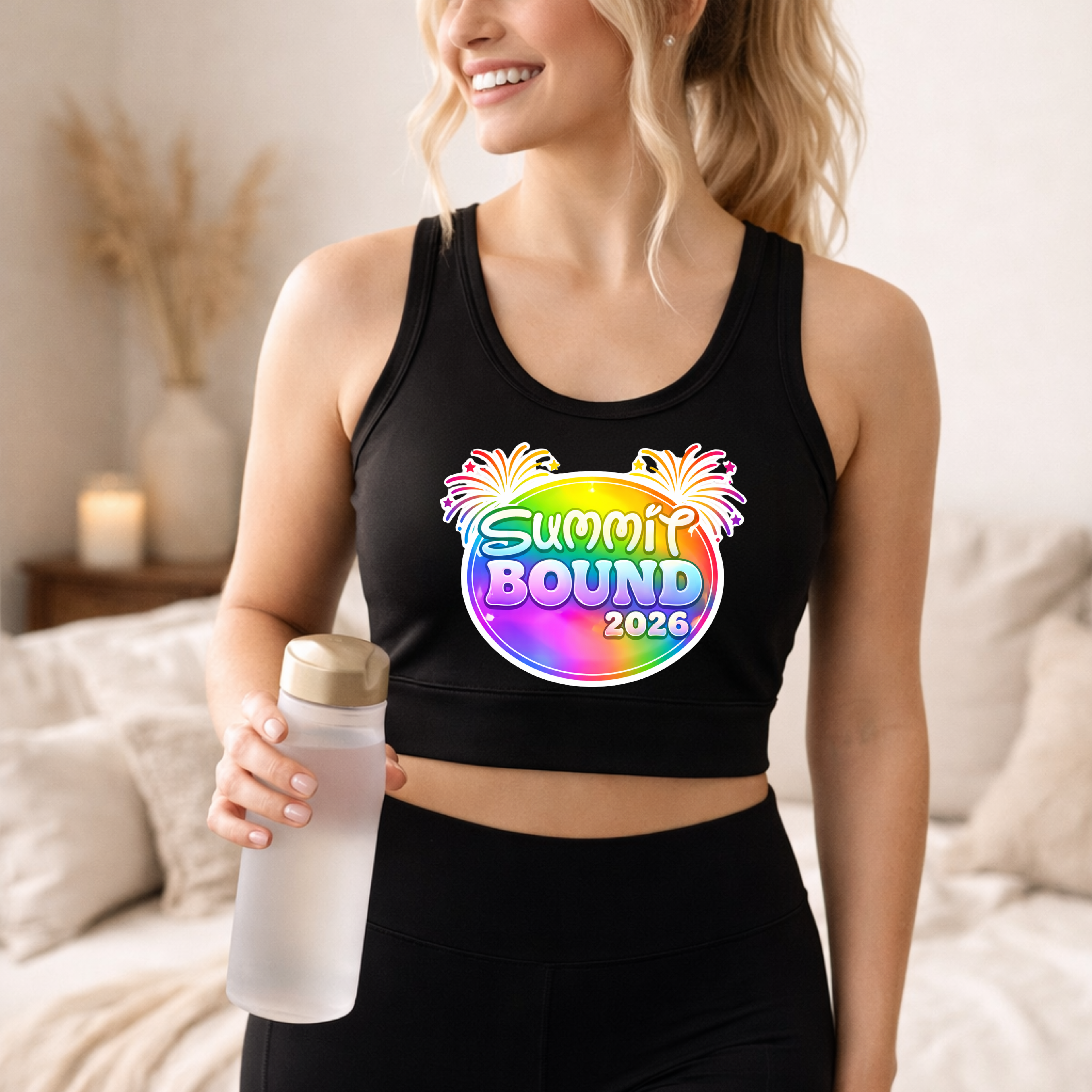 Summer Bound 2026 Sports Bra – Tie-Dye Rainbow Festival Activewear